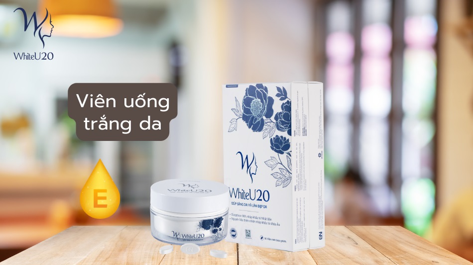 Vitamin E trong viên uống WhiteU20 có khả năng dưỡng ẩm, chống oxy hóa, dưỡng trắng da.